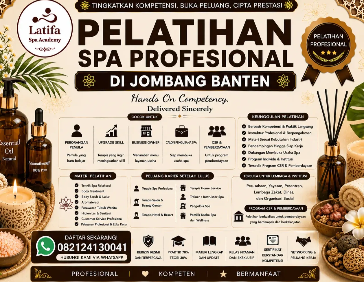 Pelatihan Spa Profesional di Jombang Banten 082124130041